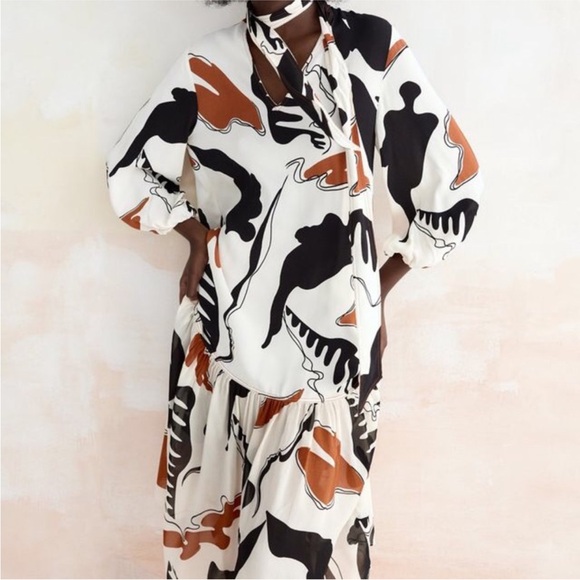 Zara abstract print midi dress size XS - Picture 9 of 9